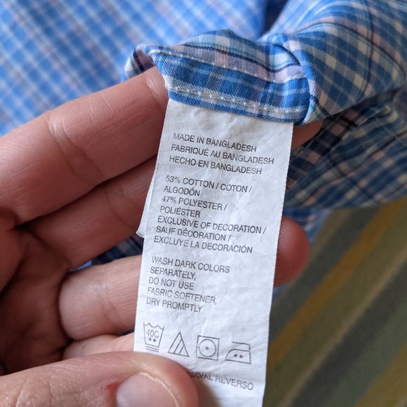 ✨ Izod blue plaid button up size Large - Picture 7 of 10